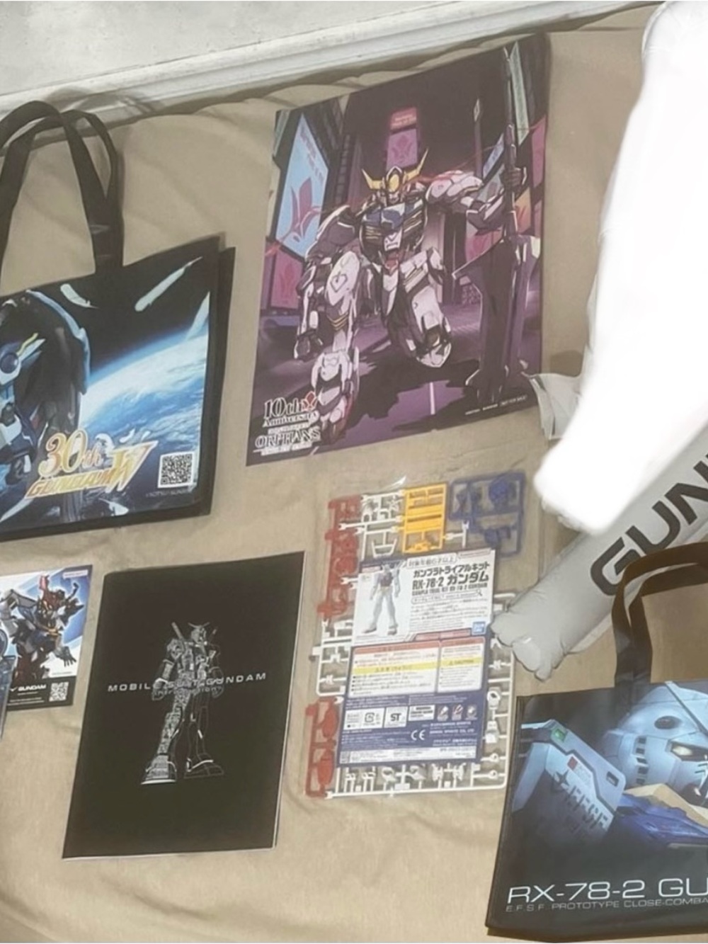 Gundam 30th/45th Anniversary bundle Totes,Inflatable,Poster,Model,Booklet,Card - Picture 13 of 14